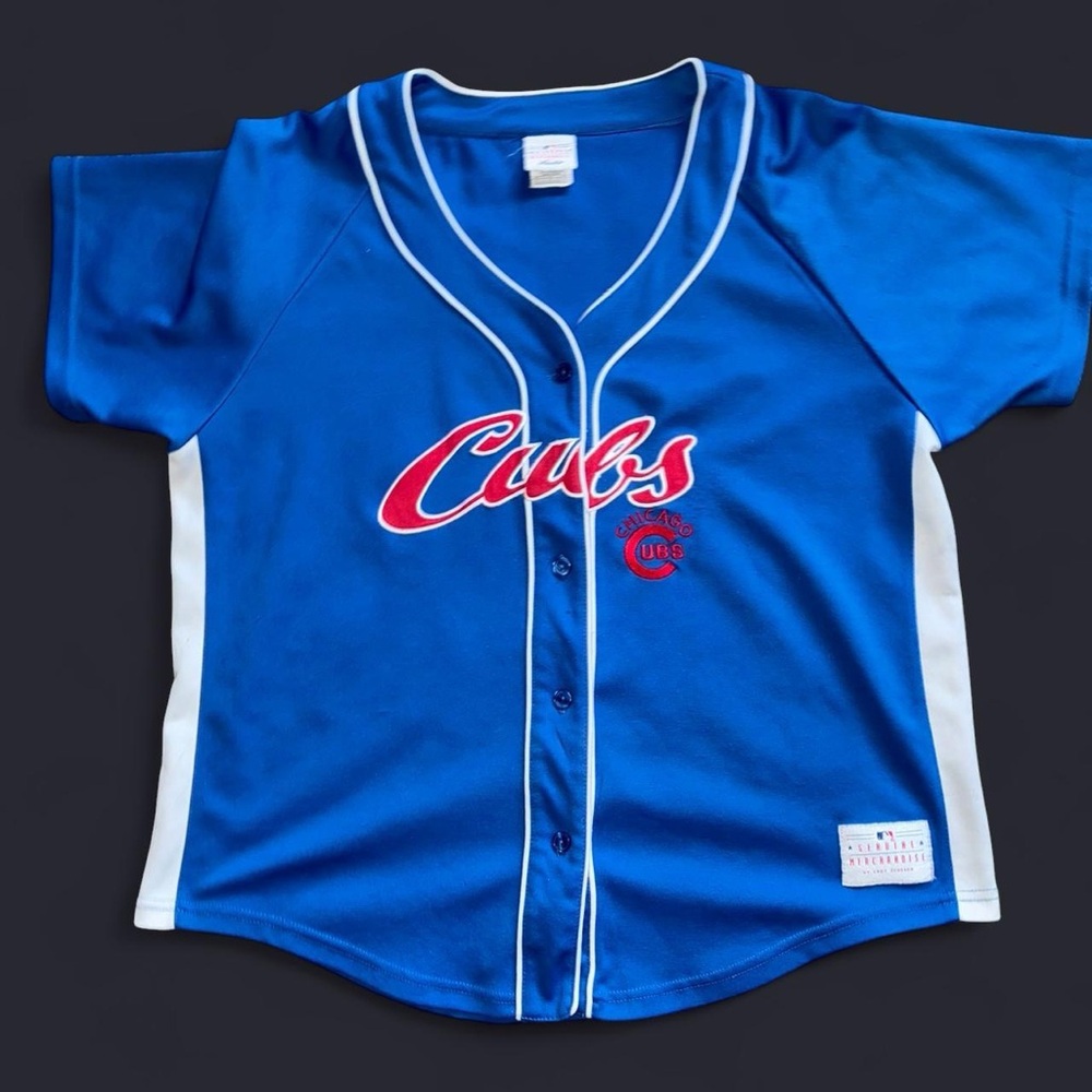 Chicago Cubs MLB Jersey Womens XL Blue Button Up Genuine Merchandise